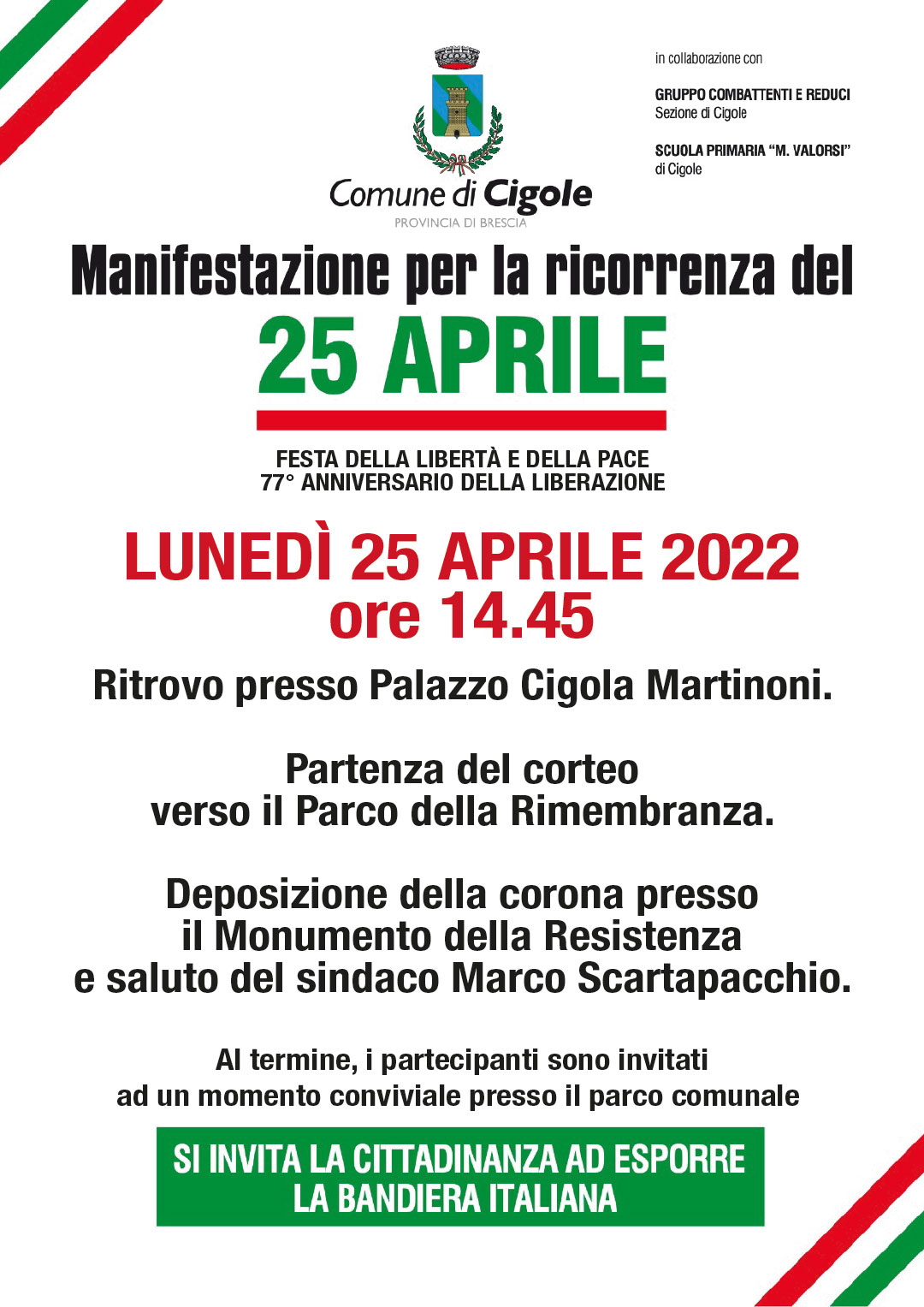 25 Aprile 2022: 77° anniversario della liberazione