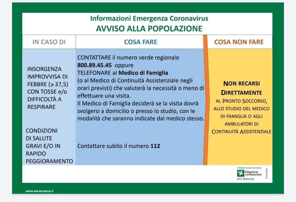 CORONAVIRUS - Comunicato n.13