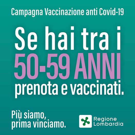 CORONAVIRUS - Comunicato n.88 - Al via VACCINAZIONI Over 50